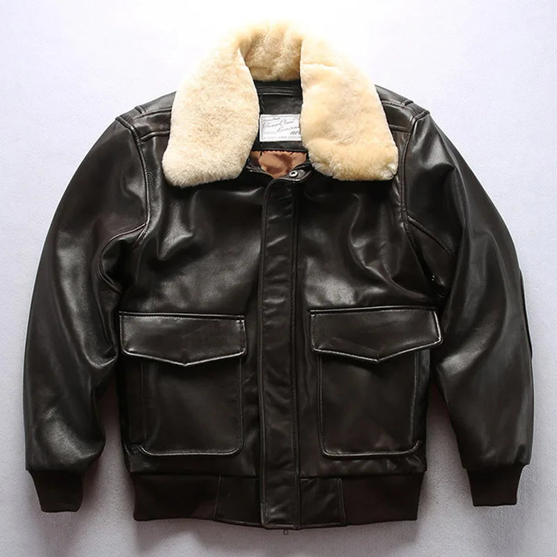 Genuine Leather Detachable Fur Collar AVIREX Jackets