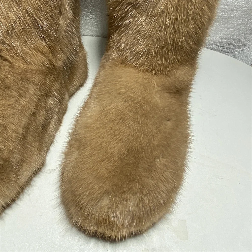 Real Mink Fur Boots Snow Boots