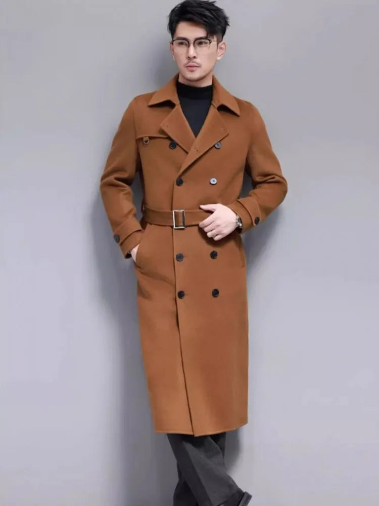 Double Faced Wool Blends Long Trench Coats