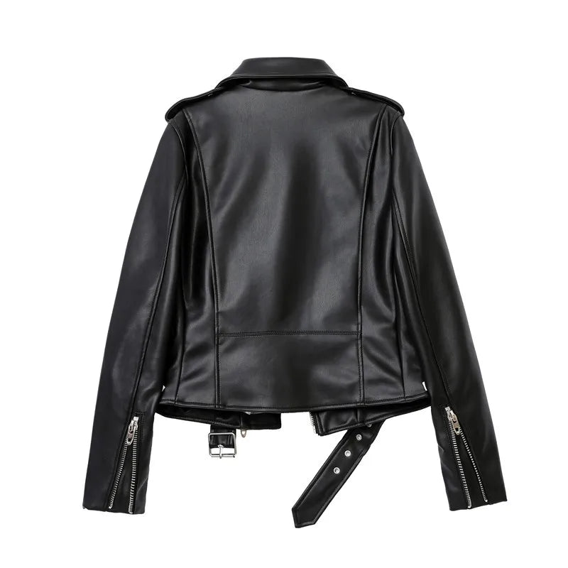 Moto PU Leather Jackets with Belt