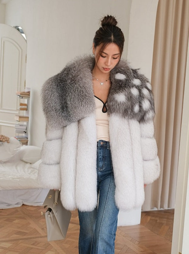 Luxury Full Pelt Real Fur Coat Big Fur Collar