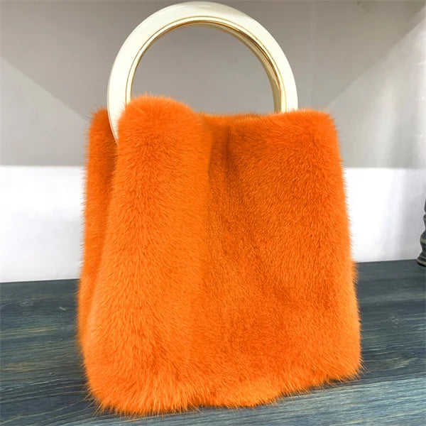 Luxury Real Mink Fur Handbag Purses