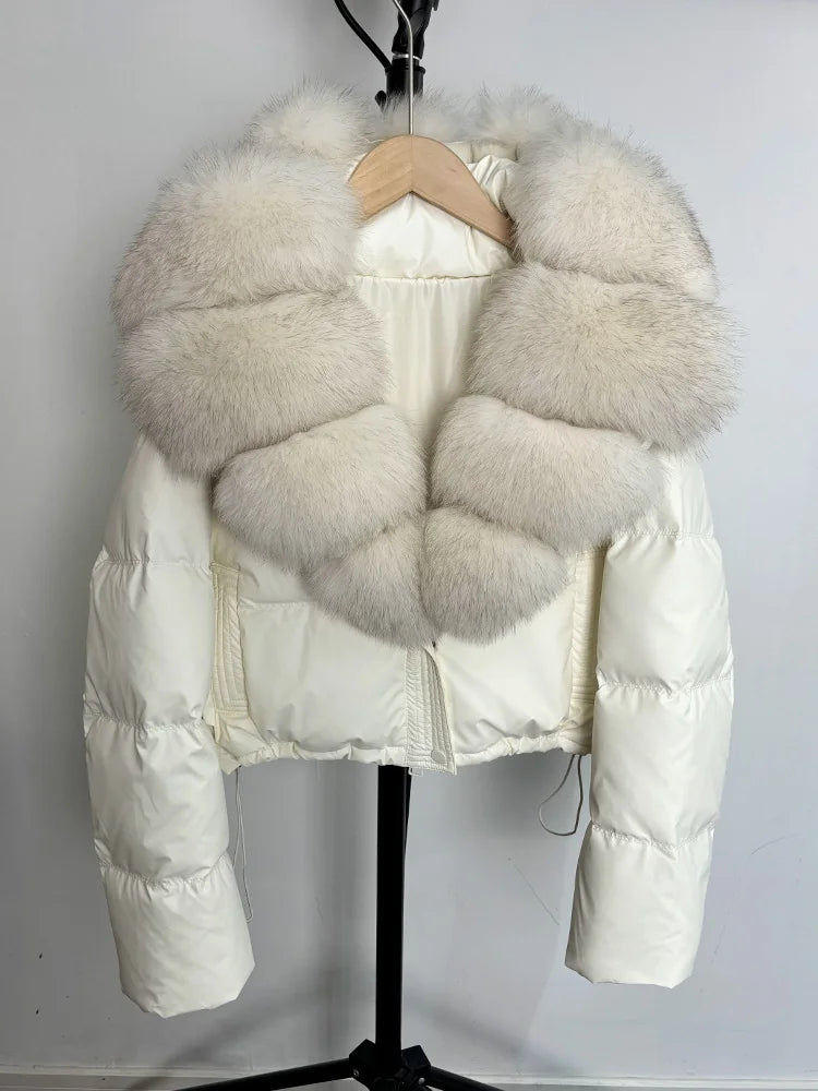 Real Fur Parkas Duck Down Short Puffer Jackets