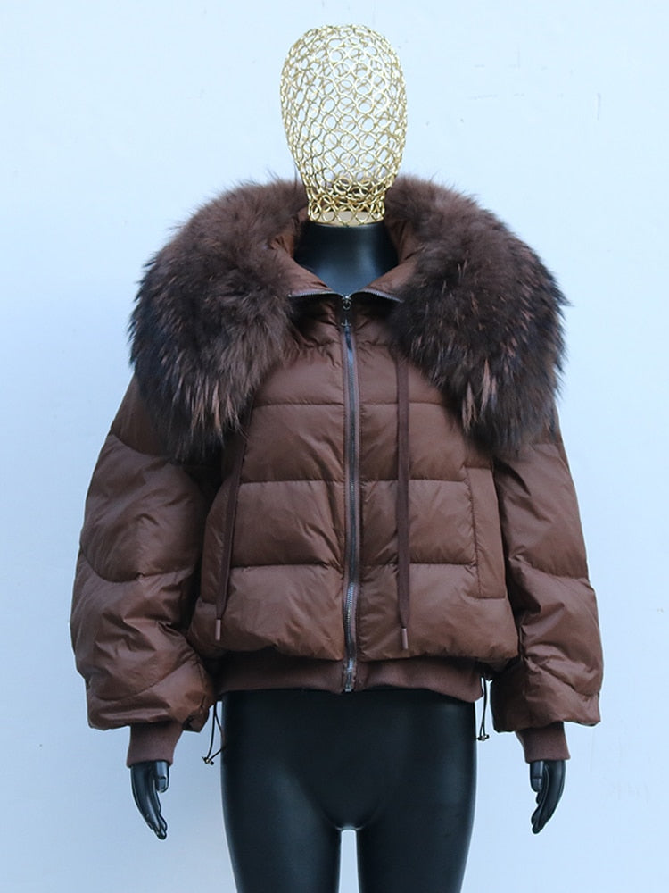 Real Fur Loose Duck Down Puffer Coats