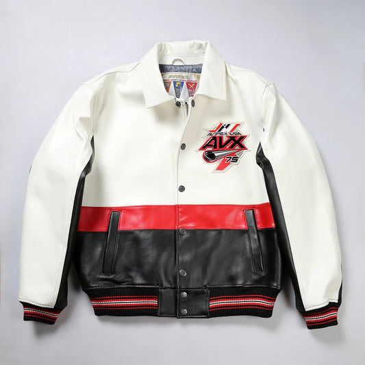 Genuine Leather Jacket Letterman Style