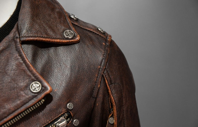 Genuine Leather Jacket Short Vintage