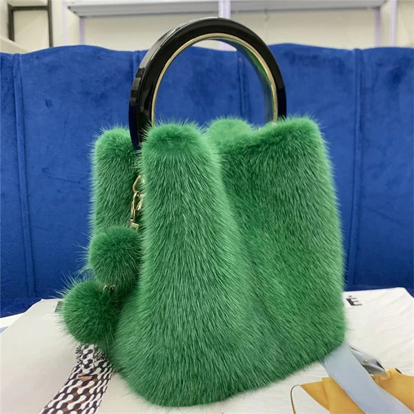 Luxury Real Mink Fur Handbag Purses