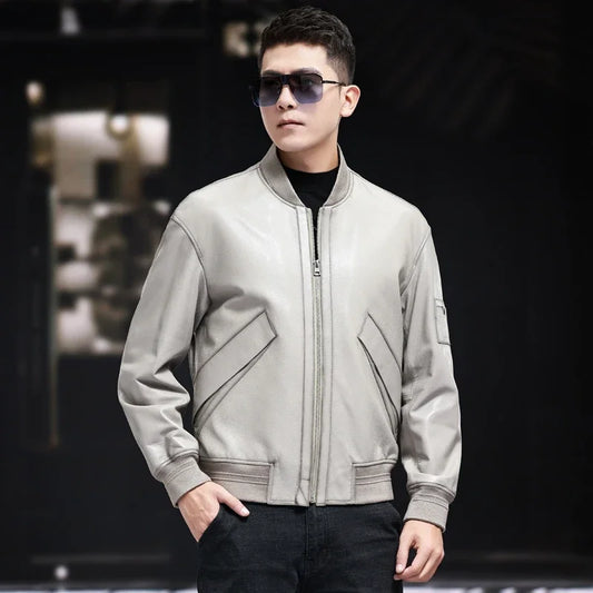 Genuine Leather Jackets Slim Bomber