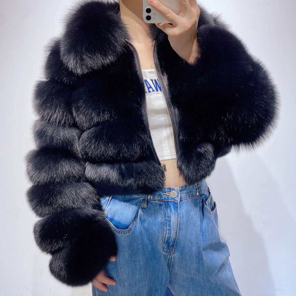 Cropped Real Fox Fur Coats