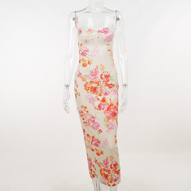 Floral Off Shoulder Sleeveless Maxi Dress