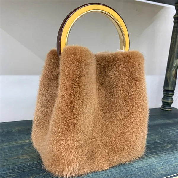 Luxury Real Mink Fur Handbag Purses