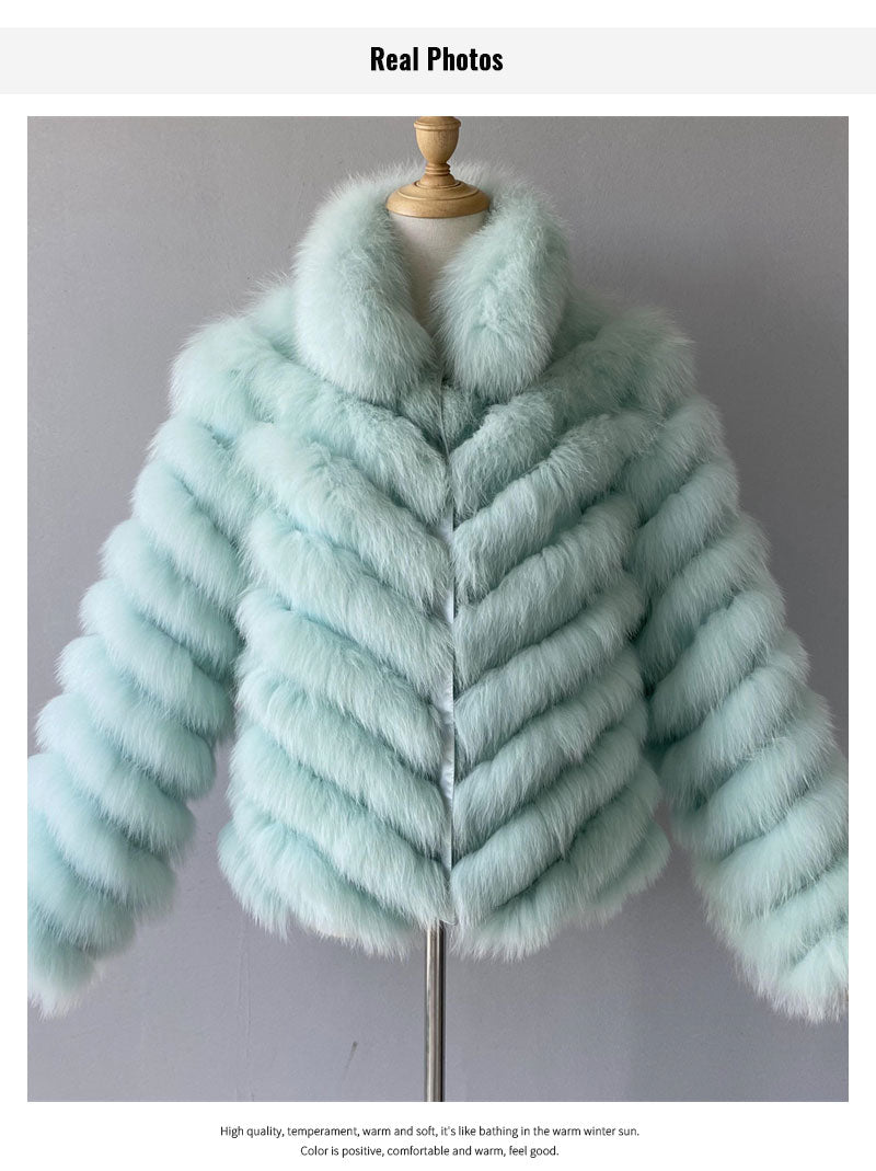 Reversible Knitted Real Fur Coats Silk Liner