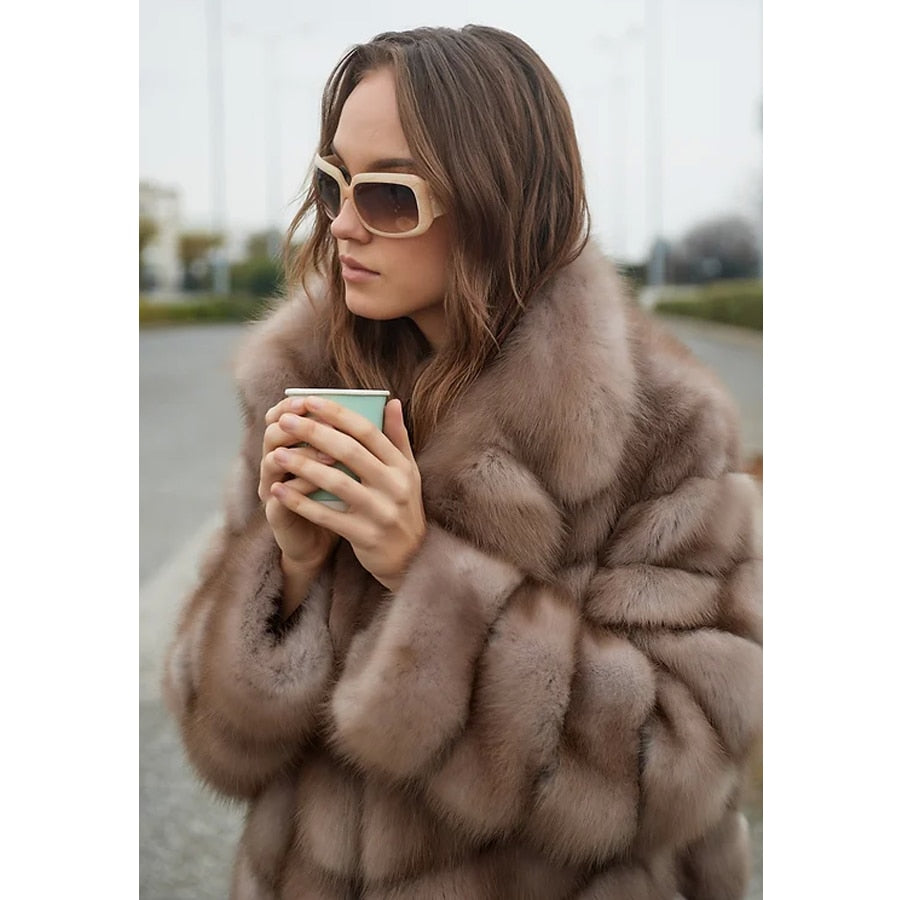 Luxury Pattern Real Fox Fur Coats