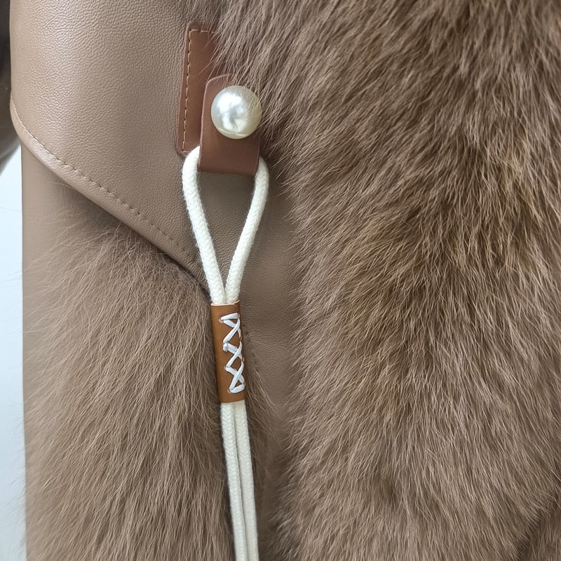 Genuine Leather Coats Real Fur Pattern