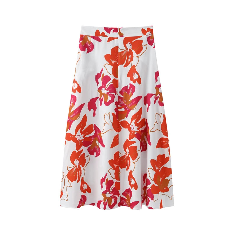 Floral Print Tank Crop Top & Skirt Sets
