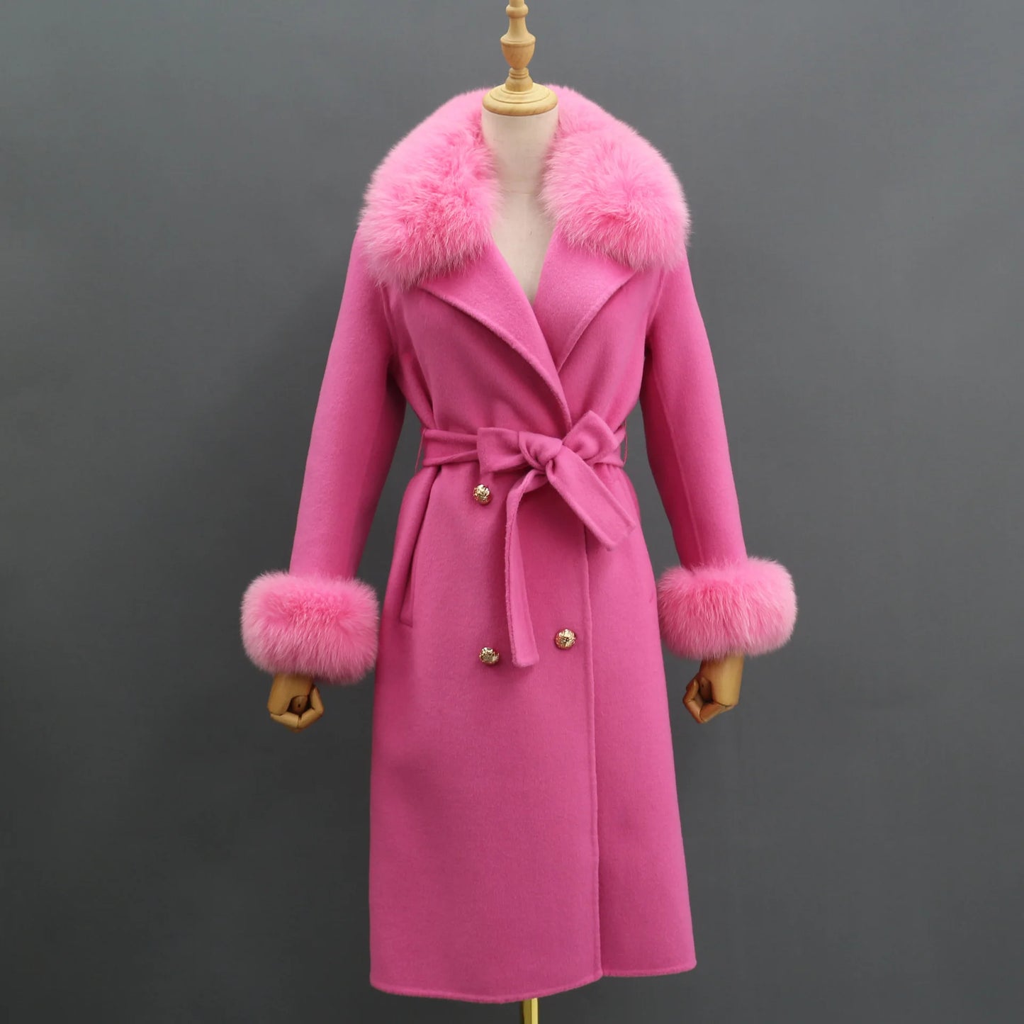 Fox Fur Detach Collar And Cuffs Wool Coats