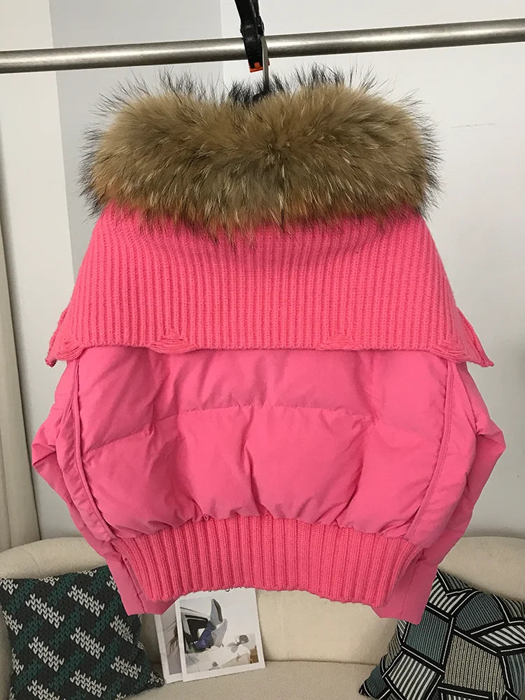 Real Fur Collar Duck Down Short Jackets