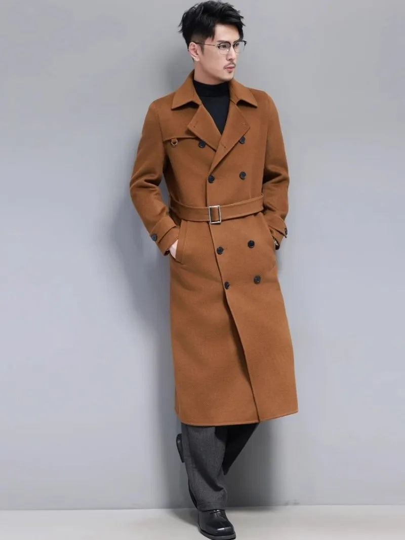 Double Faced Wool Blends Long Trench Coats