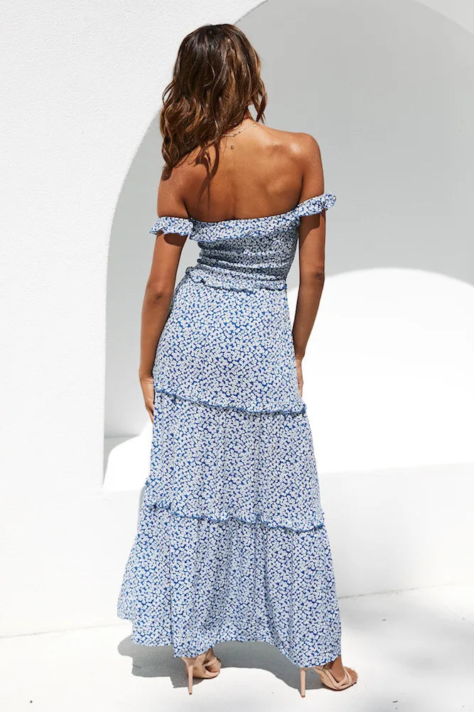 Floral Strapless Ruffle Summer Dresses
