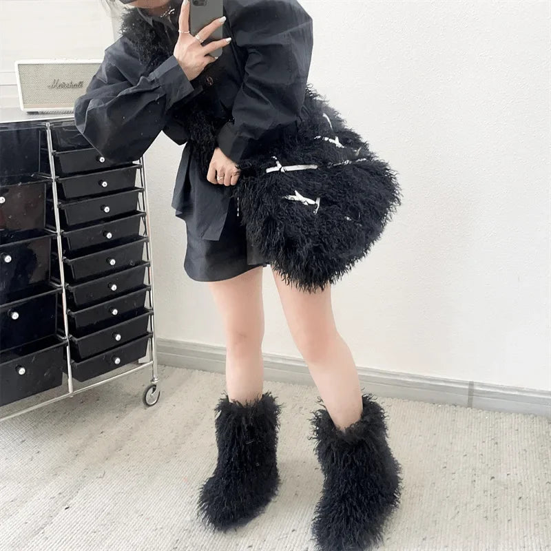 Matching Tote Bag & Faux Fur Boots Sets