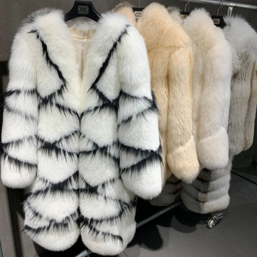 Black Spira Splash Long Real Fur Coats