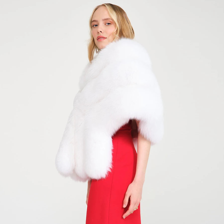 Natural Real Fox Fur Coats Shawl