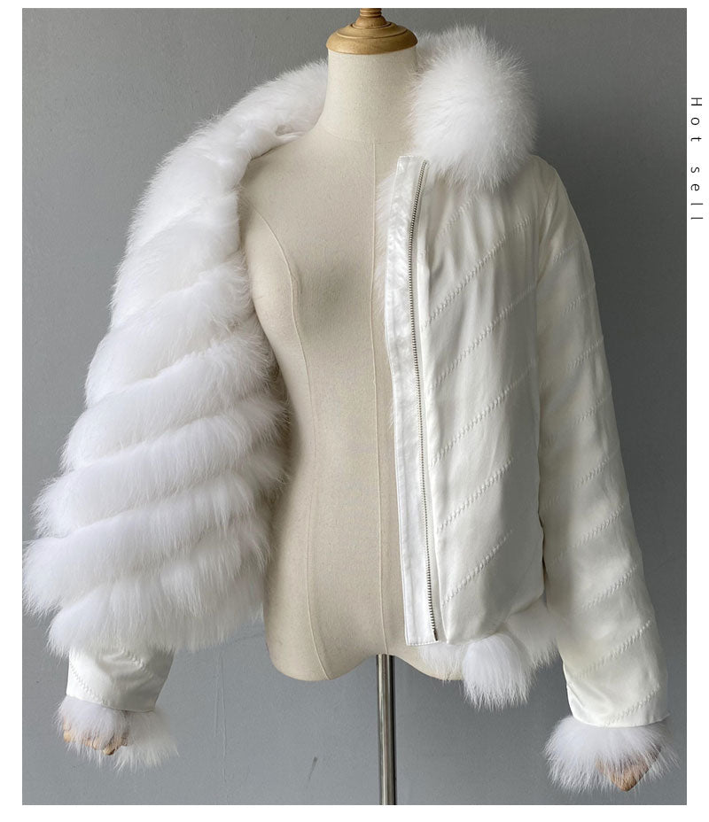 Reversible Knitted Real Fur Coats Silk Liner