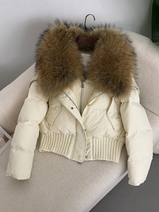 Real Fur Collar Duck Down Short Jackets