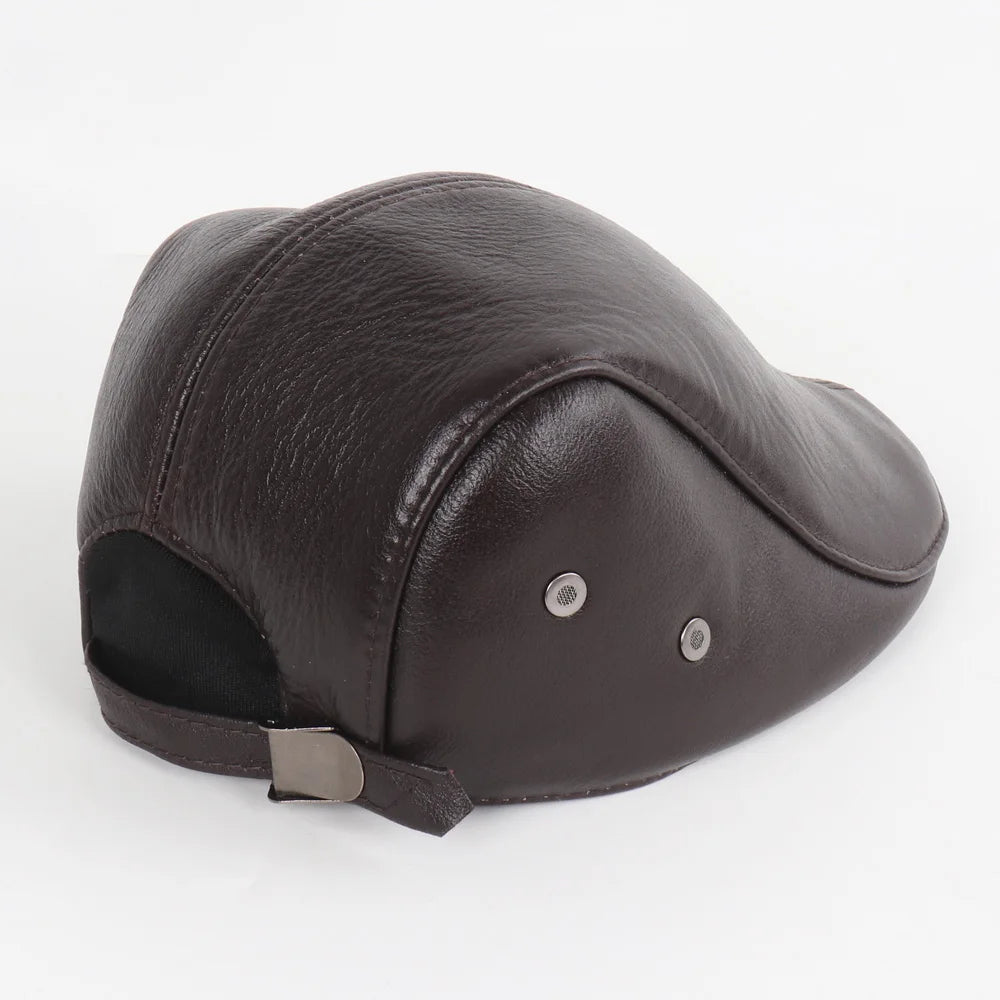 Classic Genuine Leather Cap Ear Protection