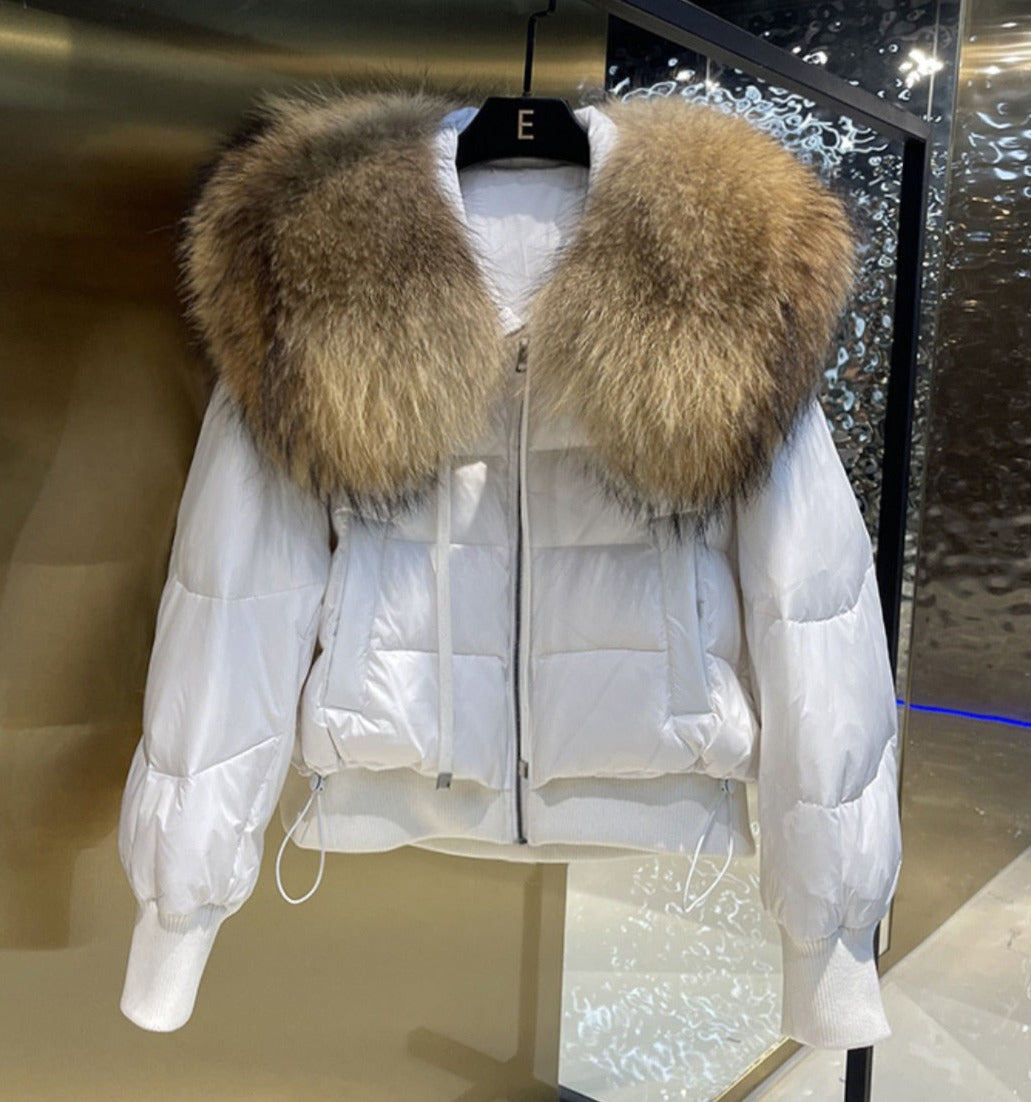 Real Fur Loose Duck Down Puffer Coats