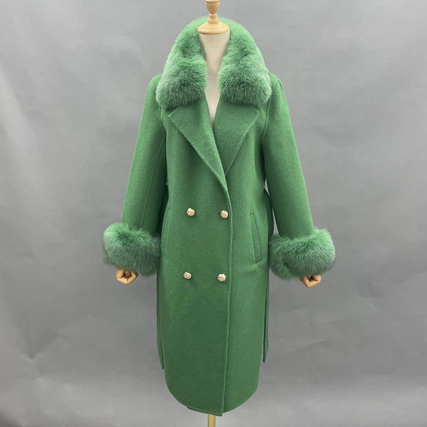 Fox Fur Detach Collar And Cuffs Wool Coats