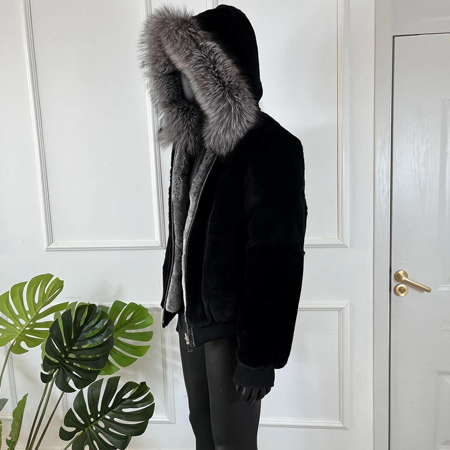 Real Fur Coat Chilla Style Rabbit Fur Parka