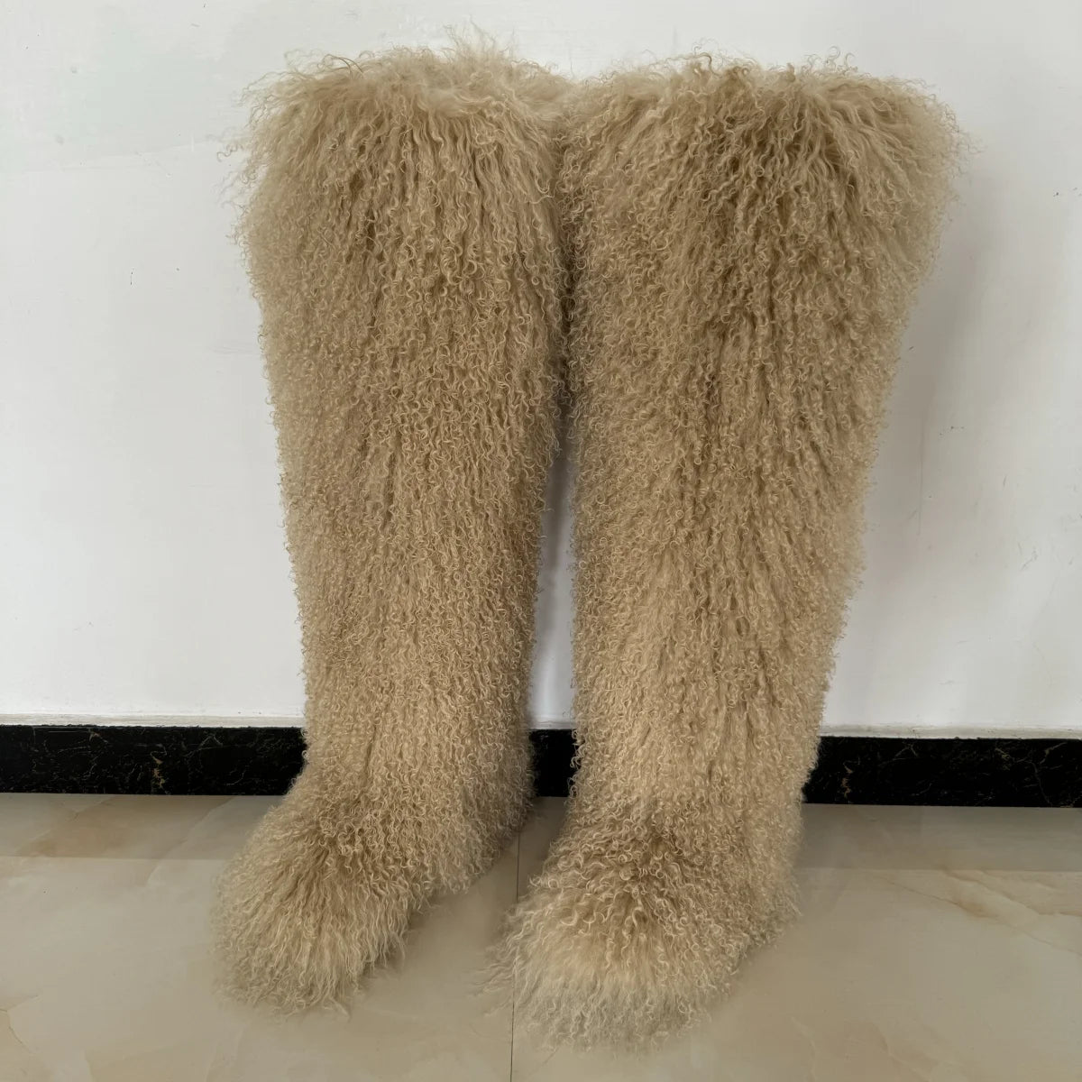 Fluffy Long Mongolian Real Fur Boots