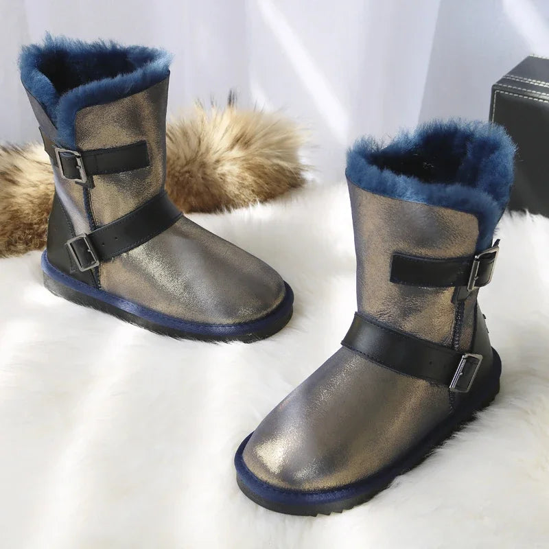 Genuine Leather Suede Wool Snow Boots