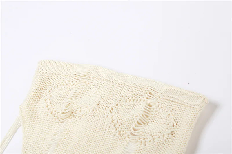 Irregular Knitted Strapless Crop Top & Mini Skirt Sets