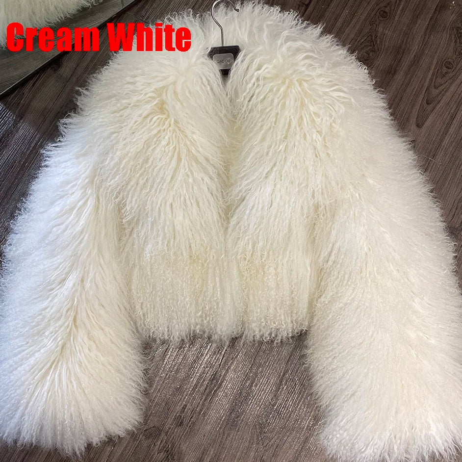 Short Real Mongolian Sheep Fur Coats Plus Size