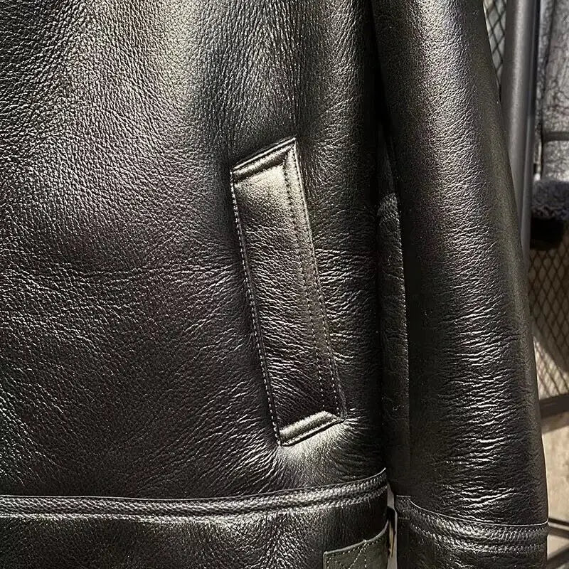 Genuine Leather Coats Shearling Liner Hooded