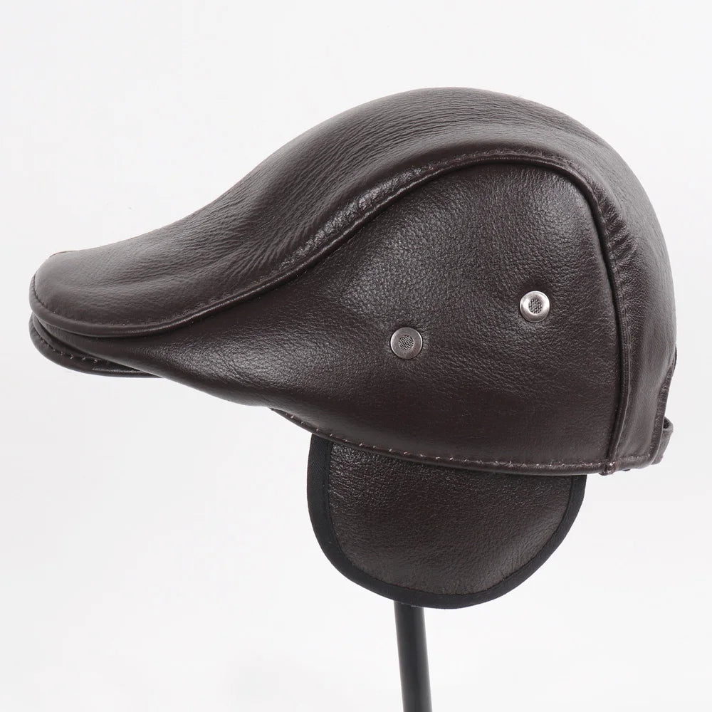 Classic Genuine Leather Cap Ear Protection