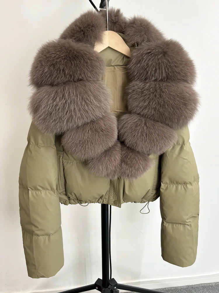 Real Fur Parkas Duck Down Short Puffer Jackets