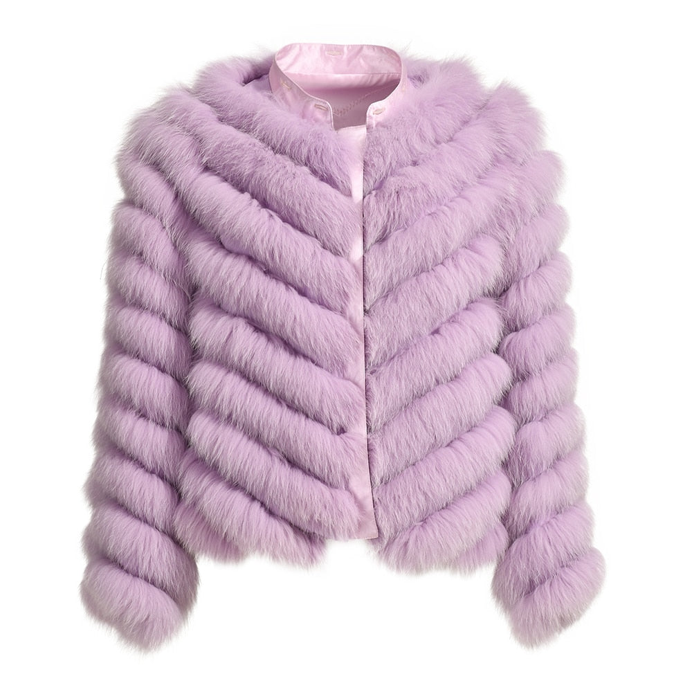 Reversible Knitted Real Fur Coats Silk Liner