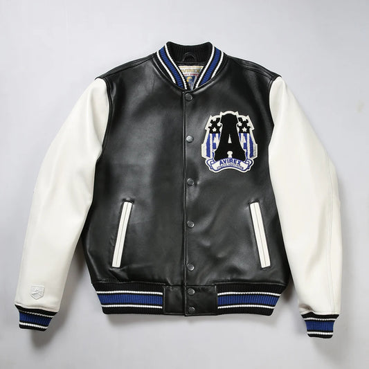 Genuine Leather Jacket Letterman Style