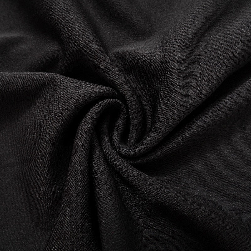 Black Half Collar Hollow Chest Mini Dress
