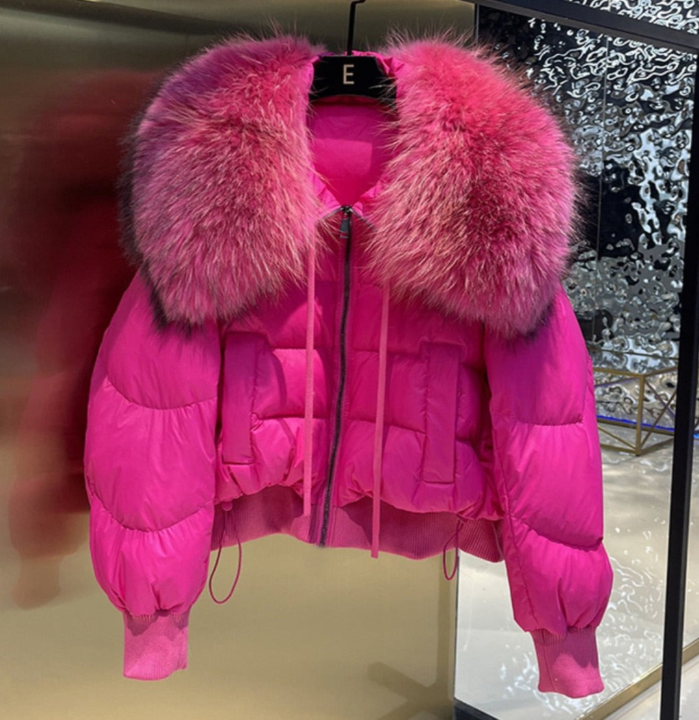 Real Fur Loose Duck Down Puffer Coats