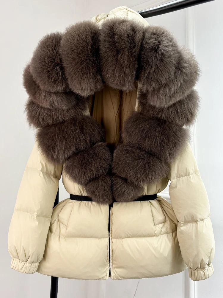 Real Fur Hooded Parkas Duck Down Puffer Jackets