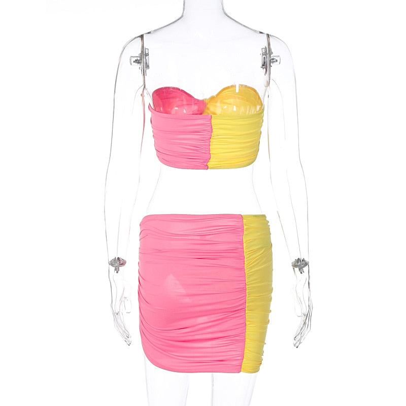 Candy Tube Crop Top & Mini Skirt Sets