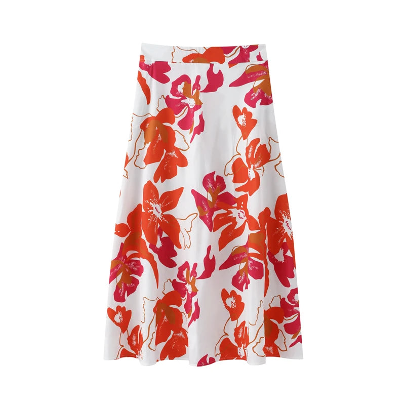 Floral Print Tank Crop Top & Skirt Sets