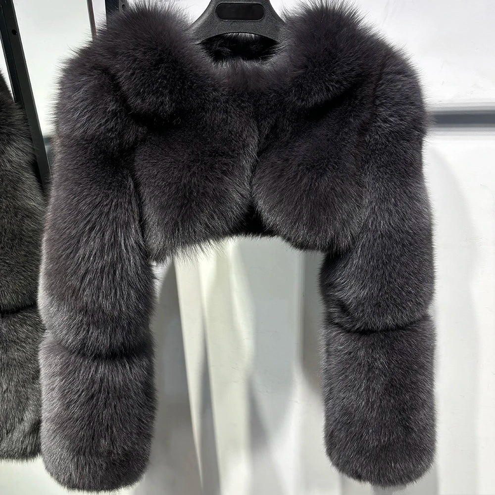 Crop Real Fox Fur Coats