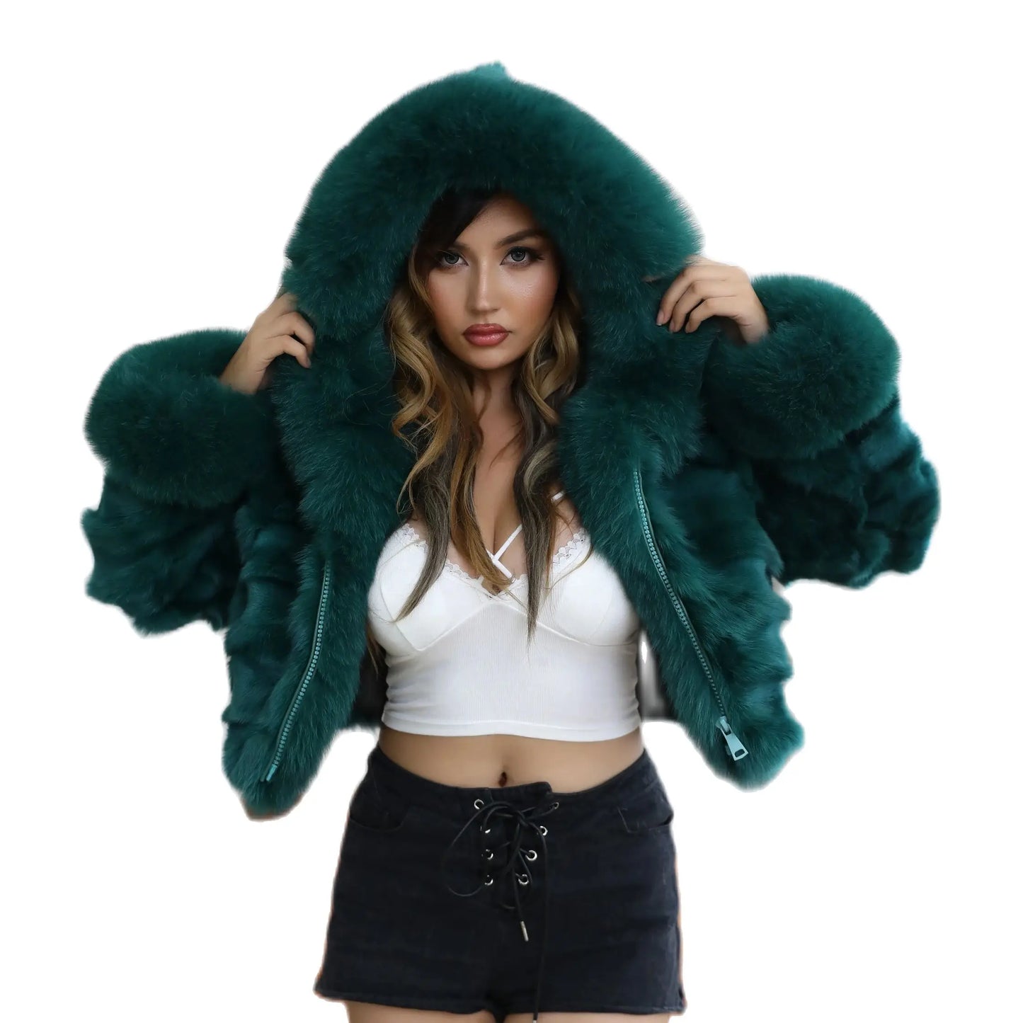 Hooded Short Real Fur Coats