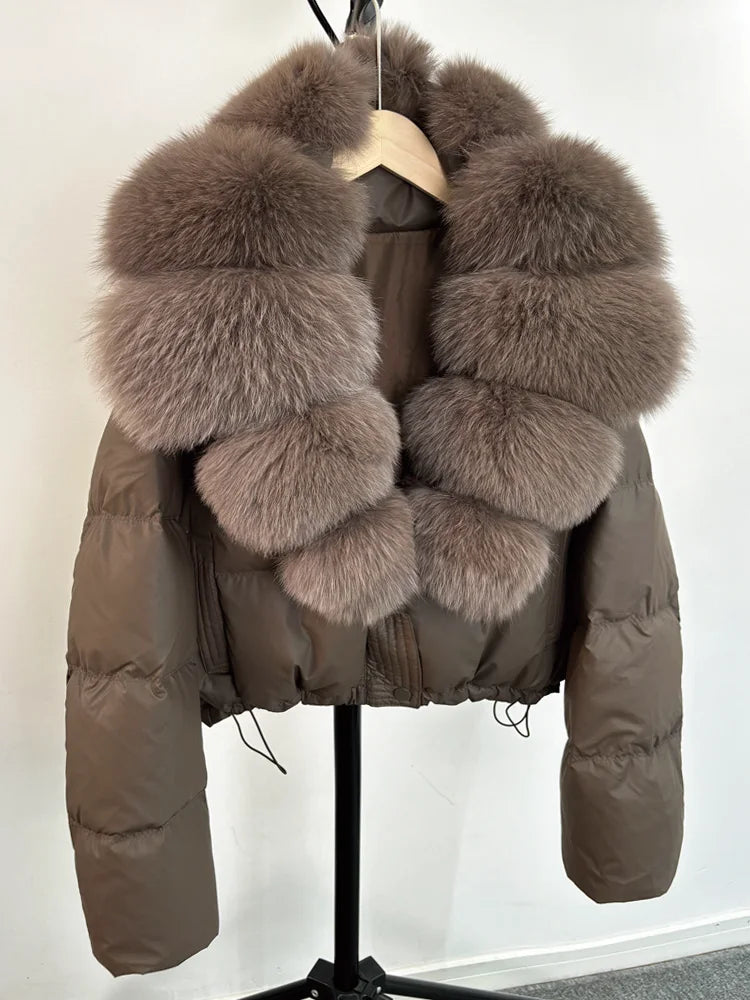 Real Fur Parkas Duck Down Short Puffer Jackets