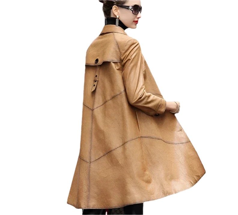 Genuine Leather Long Coat